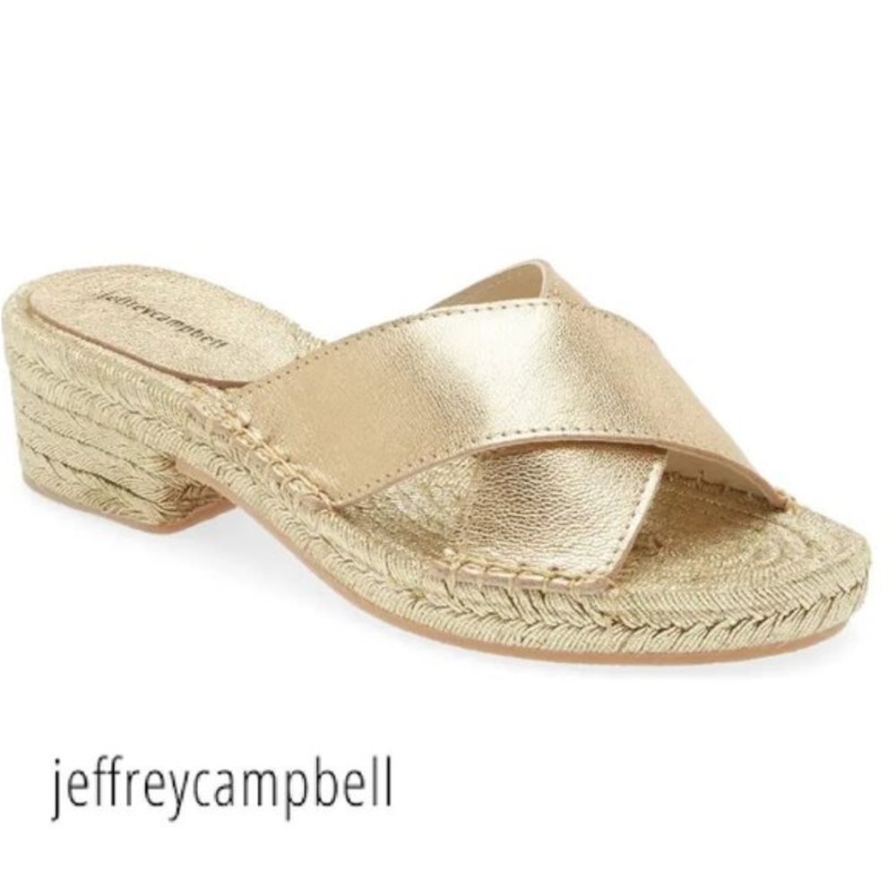 Jeffrey Campbell Gold Espadrilles Monata 38 New w/o box